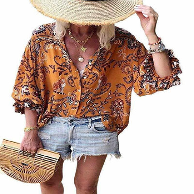 2019 Cross-border exclusive for Amazon wish explosion ladies V-neck sexy print seven-point sleeve ladies shirt blue
2019 Cross-border exclusive for Amazon wish explosion ladies V-neck sexy print seven-point sleeve ladies shirt blue