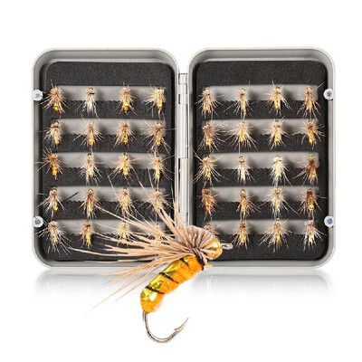 40pcs Fly Fishing Flies Trout Artificial Fly Fishing Lures Baits Fishing Tackle with Box