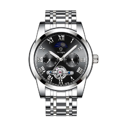 NOBJN N905B Man Automatic Mechanical Watch Waterproof Day Night Display Roman Scale Seconds Hours Dials Stainless Steel Band Male
NOBJN N905B Man Automatic Mechanical Watch Waterproof Day Night Display Roman Scale Seconds Hours Dials Stainless Steel Band Male