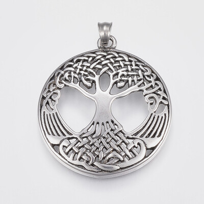 304 Stainless Steel Pendants Flat Round with Tree of Life Antique Silver 45x40x5mm Hole 6mm
304 Stainless Steel Pendants Flat Round with Tree of Life Antique Silver 45x40x5mm Hole 6mm