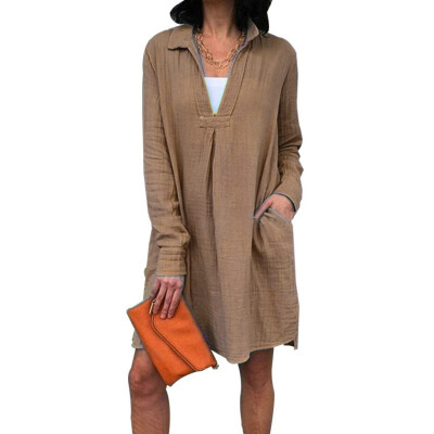 Tailored Womens Pure Color V Neck Pocket Casual Long Sleeve Loose Dresses
Tailored Womens Pure Color V Neck Pocket Casual Long Sleeve Loose Dresses