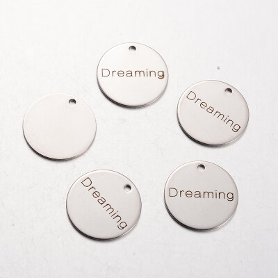 Spray Painted Stainless Steel Pendants Flat Round with Words Dreaming Stainless Steel Color 20x1mm Hole 2mm
Spray Painted Stainless Steel Pendants Flat Round with Words Dreaming Stainless Steel Color 20x1mm Hole 2mm