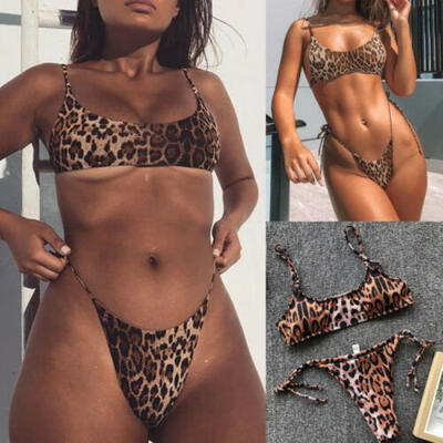 Leopard Bikini Thong Sexy Leg High Cut Swimsuit High Waist Off Shoulder Swimwear 
Leopard Bikini Thong Sexy Leg High Cut Swimsuit High Waist Off Shoulder Swimwear
