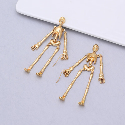 Fashion Women Skeleton Skull Dangle Drop Long Hoop Earrings Party Jewelry Gift