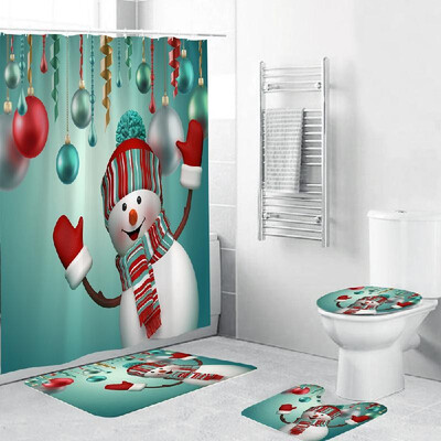 4 Piece Christmas Theme Bathroom Decoration Non Slip Rug Toliet Cover Bath Mat Shower Curtain
4 Piece Christmas Theme Bathroom Decoration Non Slip Rug Toliet Cover Bath Mat Shower Curtain