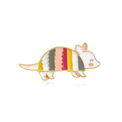 A Small Enamel Pin Cute Pink Rat Drawing Brooch