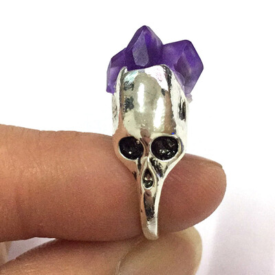 Trendy Men Womens Natural Stone Skull Ring With Purple Gem Fashion Haloween Accessories
Trendy Men Womens Natural Stone Skull Ring With Purple Gem Fashion Haloween Accessories