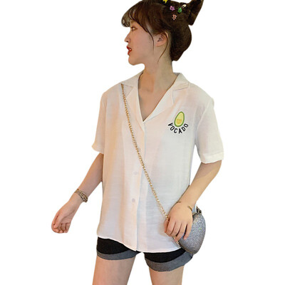 Women Fresh Blouse Short Sleeve Embroidery Turn-down Collar Casual Loose Single Breasted Chiffon Blouse New
Women Fresh Blouse Short Sleeve Embroidery Turn-down Collar Casual Loose Single Breasted Chiffon Blouse New