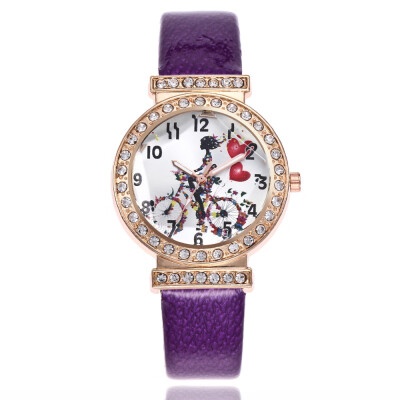 New womens watch dial with diamond tree belt quartz watch