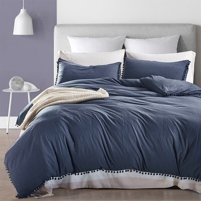 Neillie ball side quilt cover suit bedding three piece set American size pure color bed goods
Neillie ball side quilt cover suit bedding three piece set American size pure color bed goods
