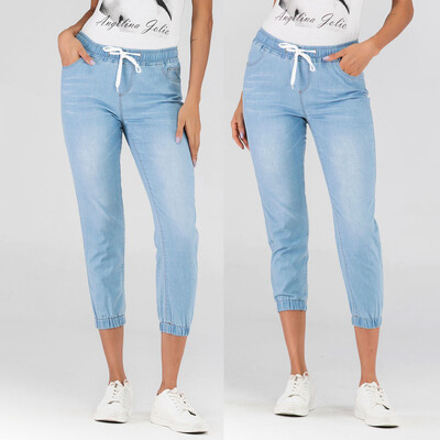 Tailored Womens Denim Jogger Pants Ladies Drawstring Elastic Waist Jeans Cropped Trouser
Tailored Womens Denim Jogger Pants Ladies Drawstring Elastic Waist Jeans Cropped Trouser