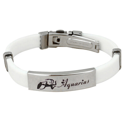 Personality 12 Constellations Stainless Steel Buckle Leather Bracelet Fashion Wild Unisex Adjustable Bracelet Jewelry Hot Gift