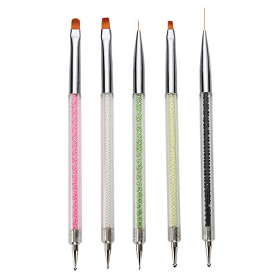 Toponeto 5 Pcs 2 way Acrylic UV Gel Nail Art Nail Art Brush Nail Dotting Pen