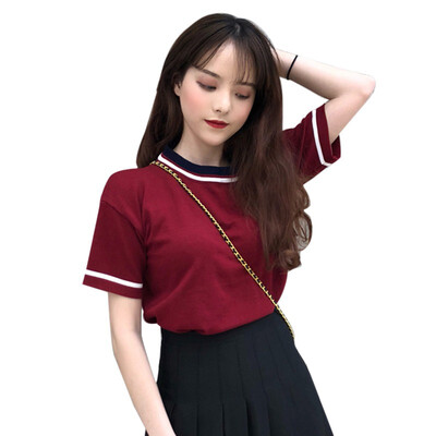 Women Casual Color block Short T shirt Femme Style O Collar Short Sleeve Knitted Tops
Women Casual Color block Short T shirt Femme Style O Collar Short Sleeve Knitted Tops