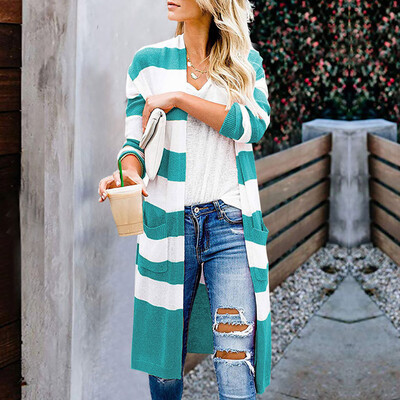 Toponeto Fashion Women Autumn Winter Knit Cardigan Pocket Striped Sweater Jacket Coat
Toponeto Fashion Women Autumn Winter Knit Cardigan Pocket Striped Sweater Jacket Coat