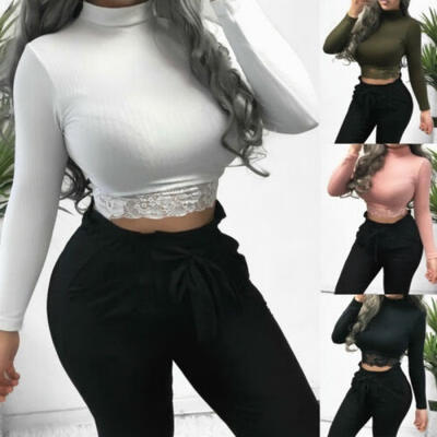 Autumn Women&39s Sexy Lace Crop Tops High Collar T-Shirt Long Sleeve Knit Slim Fit Top
Autumn Women&39s Sexy Lace Crop Tops High Collar T-Shirt Long Sleeve Knit Slim Fit Top