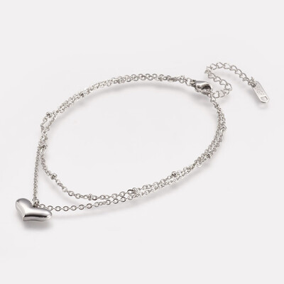 304 Stainless Steel Anklets with Lobster Clasps&Iron Extender Chains Heart Stainless Steel Color 190mm
304 Stainless Steel Anklets with Lobster Clasps&Iron Extender Chains Heart Stainless Steel Color 190mm