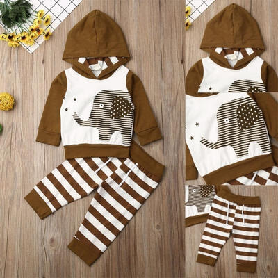 Newborn Baby Boy Girl Elephant Long Sleeve Hoodie Sweatshirt with Pocket Striped Long Pants 2Pcs Outfit Set 0-18M
Newborn Baby Boy Girl Elephant Long Sleeve Hoodie Sweatshirt with Pocket Striped Long Pants 2Pcs Outfit Set 0-18M
