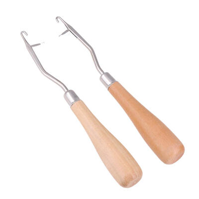 2pcs Wood Handle Crochet Hooks Weave Needles DIY Knitted Carpet Repair Tool