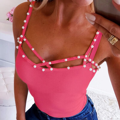 Women Camisole Top Ribbed Stretchy Beaings Cross Over Strap Backless Bodycon Tank Top Night Out Wear
Women Camisole Top Ribbed Stretchy Beaings Cross Over Strap Backless Bodycon Tank Top Night Out Wear