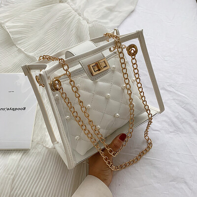 Summer transparent mother bag female 2019 new wave Korean version of the wild Messenger bag chain shoulder pearl jelly package
Summer transparent mother bag female 2019 new wave Korean version of the wild Messenger bag chain shoulder pearl jelly package
