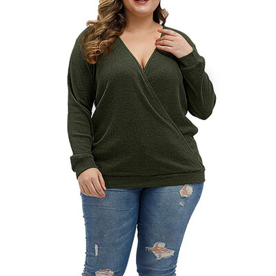 Gobestart Plus Size Women V-Neck Long Sleeve Solid Wrap Deep Cross Pullover Blouse Tops
Gobestart Plus Size Women V-Neck Long Sleeve Solid Wrap Deep Cross Pullover Blouse Tops