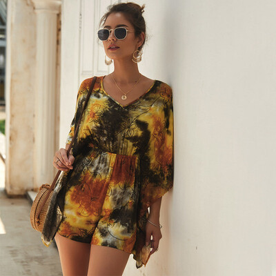 Women Summer Sweet Printed Romper Lace Loose V-neck Short Sleeves Slim High Waist Jumpsuit
Women Summer Sweet Printed Romper Lace Loose V-neck Short Sleeves Slim High Waist Jumpsuit