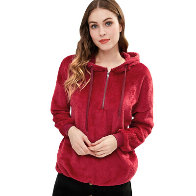 Hooded Long Sleeve Fleece Loose Zipper Pocket Solid Color Women Hoodie
Hooded Long Sleeve Fleece Loose Zipper Pocket Solid Color Women Hoodie