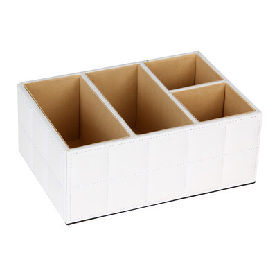 Luxury PU Leather Remote Control Phone Holder Home Organizer Storage Boxes