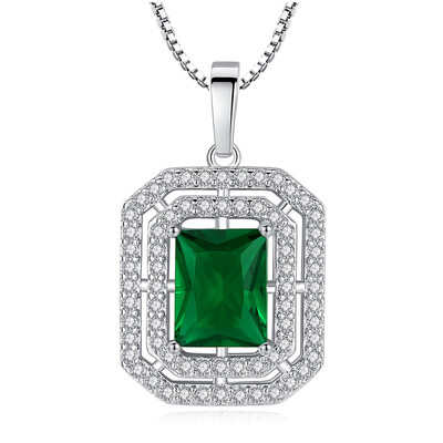 925 Sterling Silver Women Fashion Emerald Zircon Pendant Necklace 20 Inches Jewelry Gifts
925 Sterling Silver Women Fashion Emerald Zircon Pendant Necklace 20 Inches Jewelry Gifts