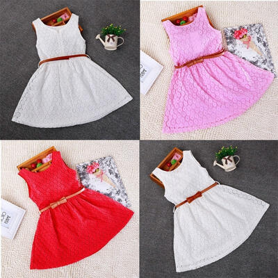 Baby Girls Princess Lace Floral Summer Dress Sleeveless Dress Kids Dress Skirts