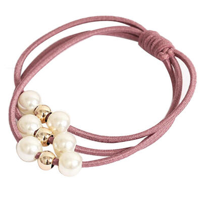 Sweet Women Multi Layer Faux Pearl Beads Hair Ring Rope Elastic Ponytail Holder