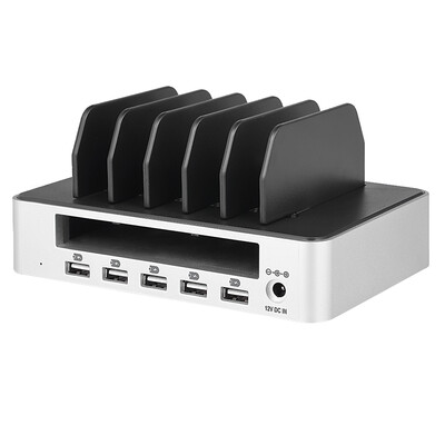 OImaster 5 Multi Ports Universal Detachable USB Charging Station Stand Holder Desktop Charger for Phone Tablet