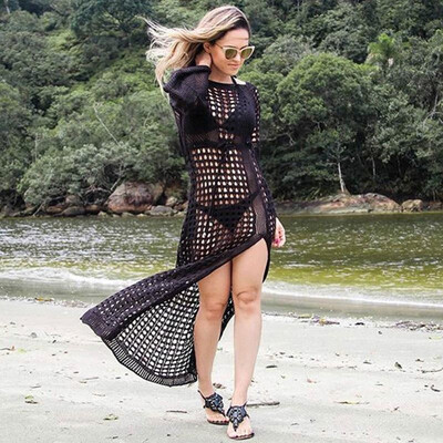 Sexy Women Bikini Cover Up Sheer Fishnet Hollow Out Split Knitted Swimsuit Coverups Beach Long Dress WhiteBlackBeige
Sexy Women Bikini Cover Up Sheer Fishnet Hollow Out Split Knitted Swimsuit Coverups Beach Long Dress WhiteBlackBeige