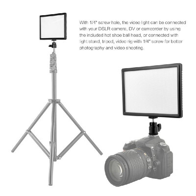 Ultra-thin LED Video Light Dimmable 3200K-6200K Bi-color Photography Fill Light 987 Lumens CRI 95 Power 15W with Hot Shoe Ball Hea
Ultra-thin LED Video Light Dimmable 3200K-6200K Bi-color Photography Fill Light 987 Lumens CRI 95 Power 15W with Hot Shoe Ball Hea