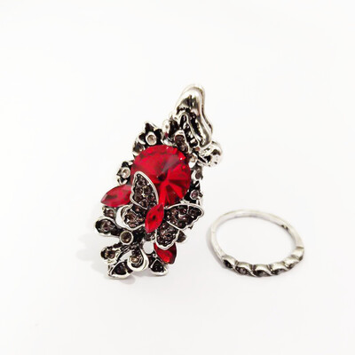 Fashion Retro Sapphire Amethyst Inlay Butterfly Ring Crystal Jewelry