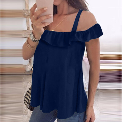 Starmoon Womens Summer Fashion Casual Sling Ruffled Off Shoulder Solid Color T-Shirt
Starmoon Womens Summer Fashion Casual Sling Ruffled Off Shoulder Solid Color T-Shirt