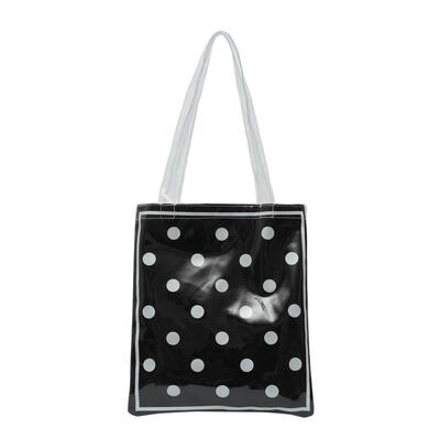 Girls Dot Print Shoulder Handbags Women PVC Shopping Totes Top-handle Bags