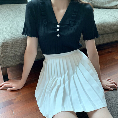 Wooden ear versatile Slim doll collar female T-shirt beads decorative comfort wild shirt
Wooden ear versatile Slim doll collar female T-shirt beads decorative comfort wild shirt