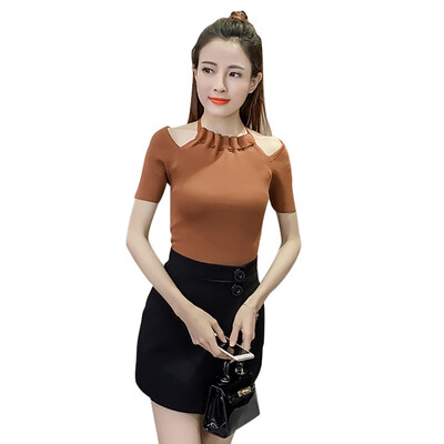 Women Slim Elegant Ladies Solid T-shirt Women Summer Halter Top Short Sleeve Tee shirt
Women Slim Elegant Ladies Solid T-shirt Women Summer Halter Top Short Sleeve Tee shirt