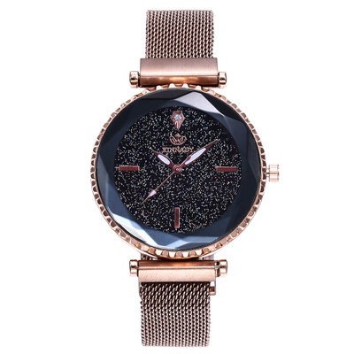 RM Fashion Magnetic buckle Dazzling women Mesh Belt Watch ladies Quartz Analog