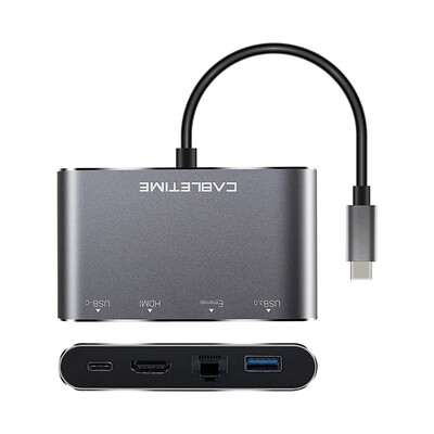 Cabletime 4-in-1 USB C to HDMI USB 30 Hub Adapter Lan RJ45 Network Type C to Ethernet Adapter with HDMI 4K Port for HDTV Projecto
Cabletime 4-in-1 USB C to HDMI USB 30 Hub Adapter Lan RJ45 Network Type C to Ethernet Adapter with HDMI 4K Port for HDTV Projecto