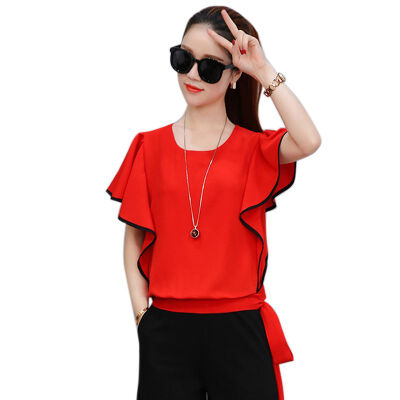 Women Summer tee shirt tshirt outwear Loose Simple Solid Color t-Shirt Casual Seven Points Wide-Leg Pants Two-Piece
Women Summer tee shirt tshirt outwear Loose Simple Solid Color t-Shirt Casual Seven Points Wide-Leg Pants Two-Piece