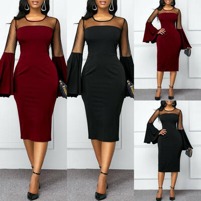 Women&39s Elegant Polka Dots Mesh Contrast Bell Long Sleeve Bodycon Pencil Dress Cocktail Party Sheath Midi Dress
Women&39s Elegant Polka Dots Mesh Contrast Bell Long Sleeve Bodycon Pencil Dress Cocktail Party Sheath Midi Dress
