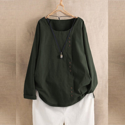 Roseonmyhand Plus Size Women Long Sleeve Cotton Linen O-Neck Botton Blouse Top T-Shirt
Roseonmyhand Plus Size Women Long Sleeve Cotton Linen O-Neck Botton Blouse Top T-Shirt