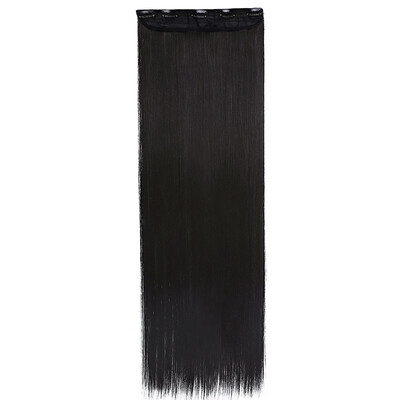 Synthetic Fiber Clips in on Hair Extension 34 Full Head One Piece 5 Clips Long Silky Straight Curly Wavy