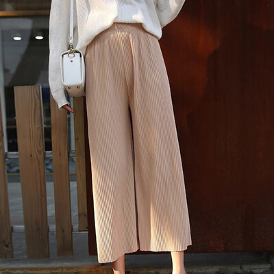 Plus Size Wide Leg Pleated Palazzo Pants For Women Loose Belted High Waist