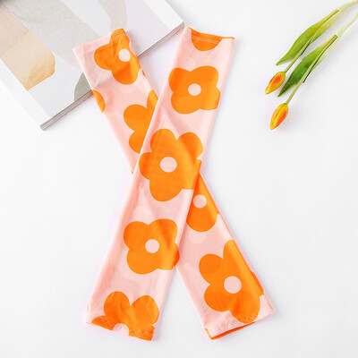 New digital printing sunscreen grid ice silk sleeves female cartoon outdoor riding travel ice sleeve women factory wholesale