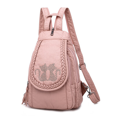 Double-purpose shoulder bag with diamond inlay&Korean fashion diagonal breast bag with soft leather mini-lady Backpack 
Double-purpose shoulder bag with diamond inlay&Korean fashion diagonal breast bag with soft leather mini-lady Backpack