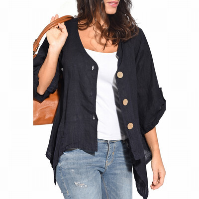 Solid color loose cardigan long sleeve three button casual wild shirt shirt women
Solid color loose cardigan long sleeve three button casual wild shirt shirt women